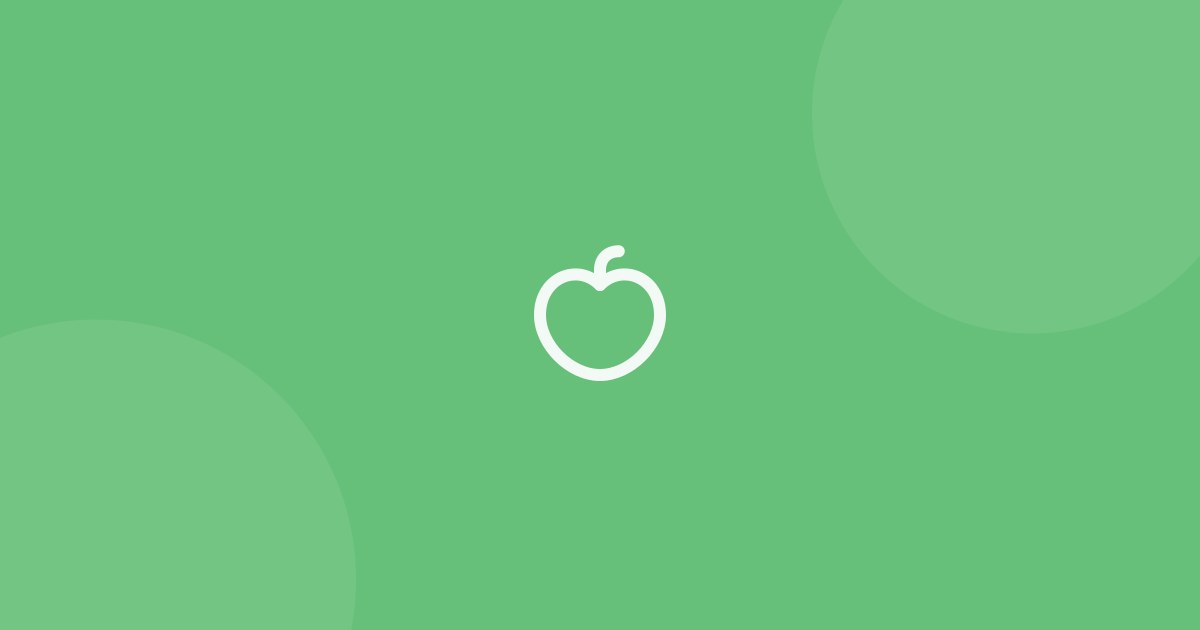 Ilustración de una manzana sobre fondo verde