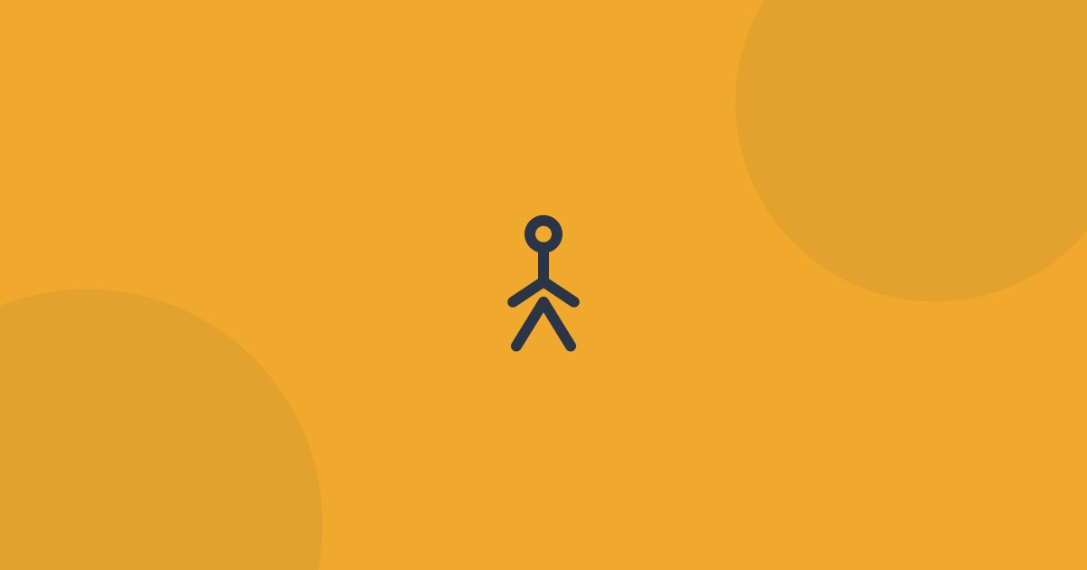 Ilustración de una persona caminando sobre fondo ámbar